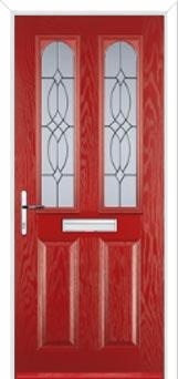 2 Panel 2 Arch Flair Composite Front Door in Red
