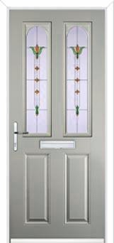 2 Panel 2 Arch Fleur Composite Front Door in Agate Grey