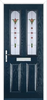 2 Panel 2 Arch Fleur Composite Front Door in Dark Blue