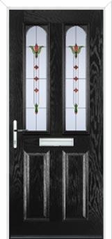 2 Panel 2 Arch Fleur Composite Front Door in Black