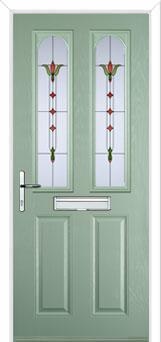 2 Panel 2 Arch Fleur Composite Front Door in Chartwell Green
