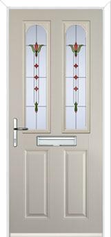 2 Panel 2 Arch Fleur Composite Front Door in Cream