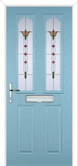 2 Panel 2 Arch Fleur Composite Front Door in Duck Egg Blue