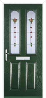 2 Panel 2 Arch Fleur Composite Front Door in Green
