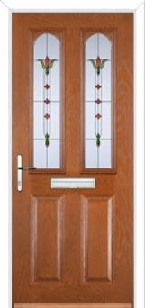 2 Panel 2 Arch Fleur Composite Front Door in Oak