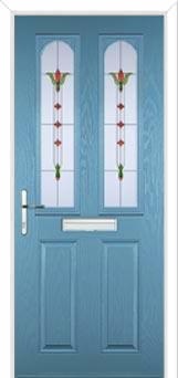 2 Panel 2 Arch Fleur Composite Front Door in Pastel Blue