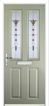 2 Panel 2 Arch Fleur Composite Front Door in Pebble Grey