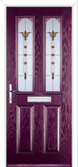 2 Panel 2 Arch Fleur Composite Front Door in Purple Violet