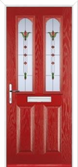 2 Panel 2 Arch Fleur Composite Front Door in Red