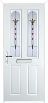 2 Panel 2 Arch Fleur Composite Front Door in White
