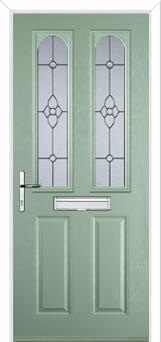 2 Panel 2 Arch Finesse Composite Front Door in Chartwell Green