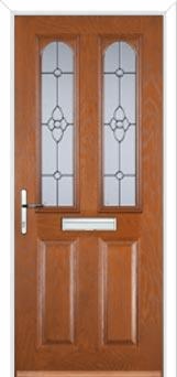 2 Panel 2 Arch Finesse Composite Front Door in Oak