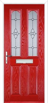 2 Panel 2 Arch Finesse Composite Front Door in Poppy Red