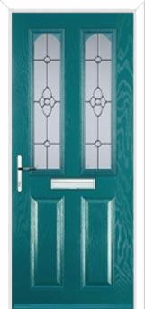 2 Panel 2 Arch Finesse Composite Front Door in Turquoise Blue
