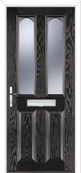 2 Panel 2 Arch Glazed Composite Front Door in Black Brown