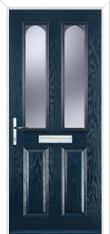 2 Panel 2 Arch Glazed Composite Front Door in Dark Blue