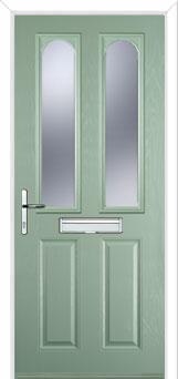 2 Panel 2 Arch Glazed Composite Front Door in Chartwell Green