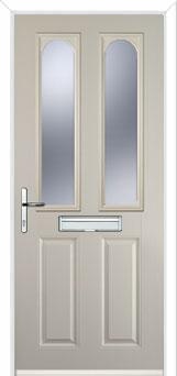 2 Panel 2 Arch Glazed Composite Front Door in Cream