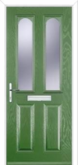 2 Panel 2 Arch Glazed Composite Front Door in Fern Green