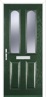 2 Panel 2 Arch Glazed Composite Front Door in Green