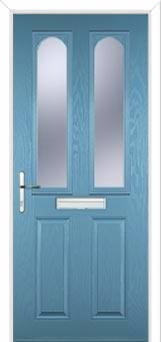 2 Panel 2 Arch Glazed Composite Front Door in Pastel Blue