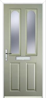 2 Panel 2 Arch Glazed Composite Front Door in Pebble Grey