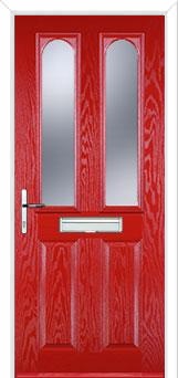 2 Panel 2 Arch Glazed Composite Front Door in Poppy Red