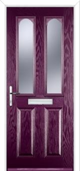 2 Panel 2 Arch Glazed Composite Front Door in Purple Violet