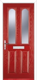 2 Panel 2 Arch Glazed Composite Front Door in Red