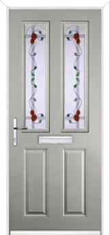2 Panel 2 Arch Mackintosh Rose Composite Front Door in Agate Grey