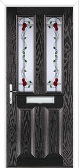 2 Panel 2 Arch Mackintosh Rose Composite Front Door in Black Brown