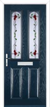 2 Panel 2 Arch Mackintosh Rose Composite Front Door in Dark Blue