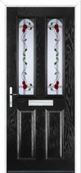 2 Panel 2 Arch Mackintosh Rose Composite Front Door in Black