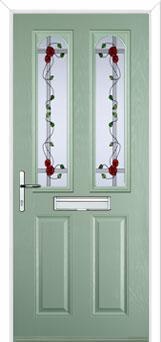 2 Panel 2 Arch Mackintosh Rose Composite Front Door in Chartwell Green