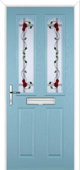 2 Panel 2 Arch Mackintosh Rose Composite Front Door in Duck Egg Blue