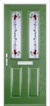 2 Panel 2 Arch Mackintosh Rose Composite Front Door in Fern Green