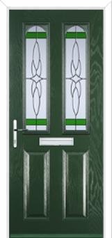 2 Panel 2 Arch Mackintosh Rose Composite Front Door in Green