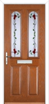 2 Panel 2 Arch Mackintosh Rose Composite Front Door in Oak