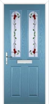 2 Panel 2 Arch Mackintosh Rose Composite Front Door in Pastel Blue