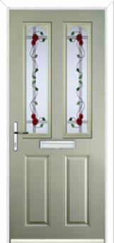 2 Panel 2 Arch Mackintosh Rose Composite Front Door in Pebble Grey