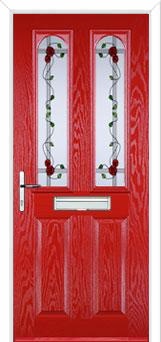 2 Panel 2 Arch Mackintosh Rose Composite Front Door in Poppy Red
