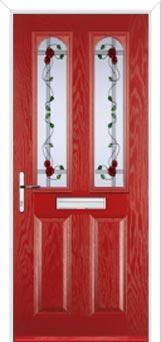 2 Panel 2 Arch Mackintosh Rose Composite Front Door in Red