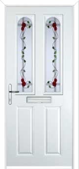 2 Panel 2 Arch Mackintosh Rose Composite Front Door in White