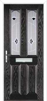 2 Panel 2 Arch Murano Composite Front Door in Black Brown