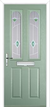 2 Panel 2 Arch Murano Composite Front Door in Chartwell Green