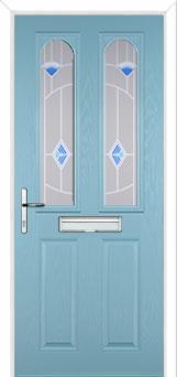 2 Panel 2 Arch Murano Composite Front Door in Duck Egg Blue