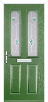 2 Panel 2 Arch Murano Composite Front Door in Fern Green