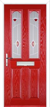 2 Panel 2 Arch Murano Composite Front Door in Poppy Red