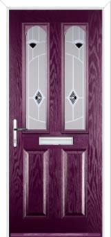 2 Panel 2 Arch Murano Composite Front Door in Purple Violet