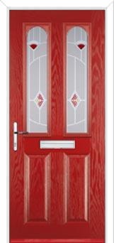 2 Panel 2 Arch Murano Composite Front Door in Red